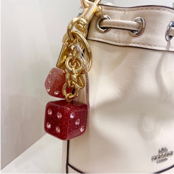 Coach Gold/Pink Multi Dice Cluster Bag Charm - Picture 6 of 6